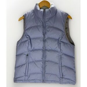 LL Bean Periwinkle Blue Goose Down Zip Up Vest Size Medium FLAWS! Read Desc